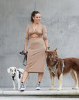 Leather dog harness Sand