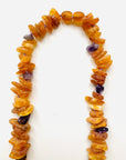 Bernsteinkette Cognac Amber Amethyst Zeckenhalsband