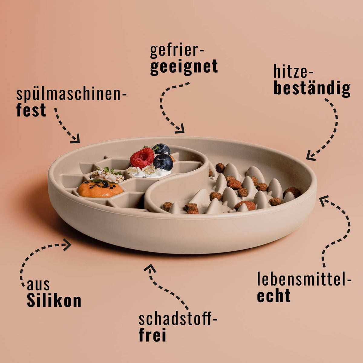 Ne&amp;no® Anti-Schlingnapf / Schleckschale für Hunde &amp; Katzen: Stone Grey
