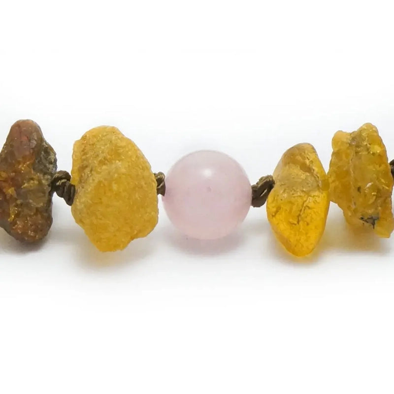 Collier d'ambre collier de tiques en quartz rose