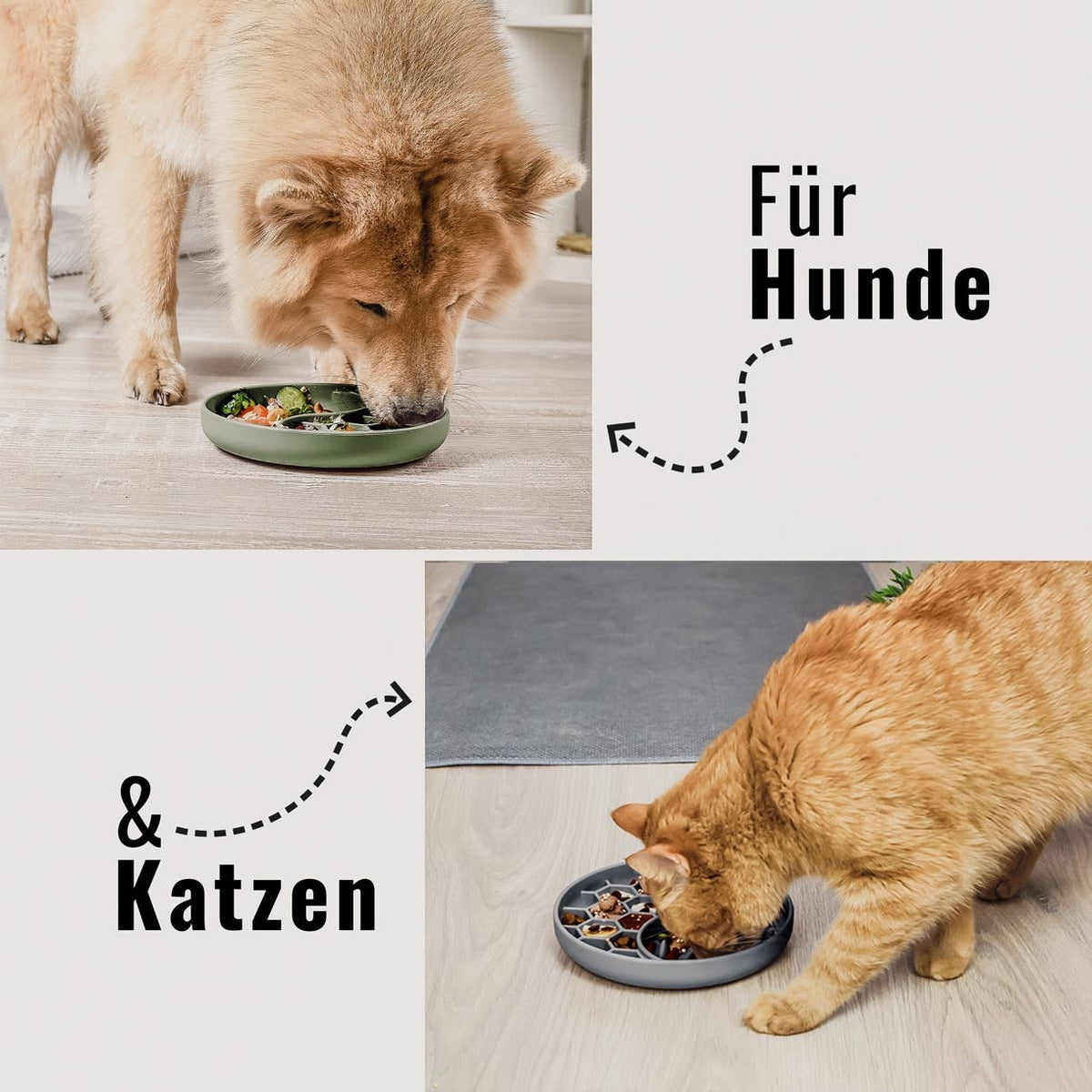 Ne&amp;no® Anti-Schlingnapf / Schleckschale für Hunde &amp; Katzen: Stone Grey