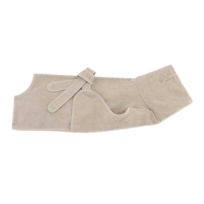 Peignoir pour chien Bagno grège/gris clair - beige en coton éponge biologique à pouvoir absorbant particulièrement élevé