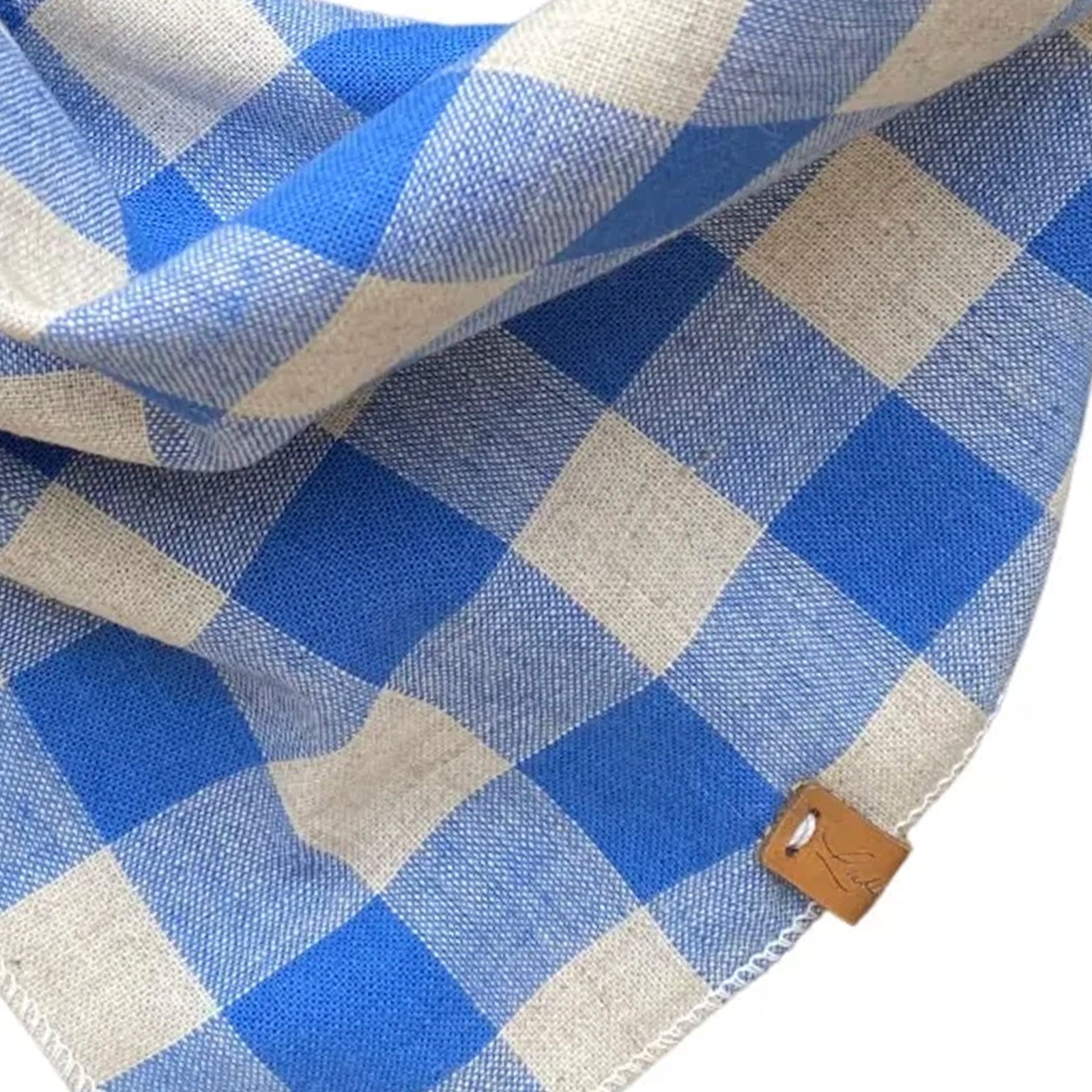 Linen scarf CHECK Cobalt blue