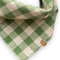 Linen scarf CHECK Leaf Green