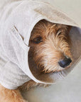 Bagno Hundebademantel Greige/ hellgrau - beige aus Bio Baumwoll-Frottee mit besonders hoher Saugkraft