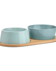 Dog bowl set Doppio pine / blue - gray made of porcelain in Scandinavian design