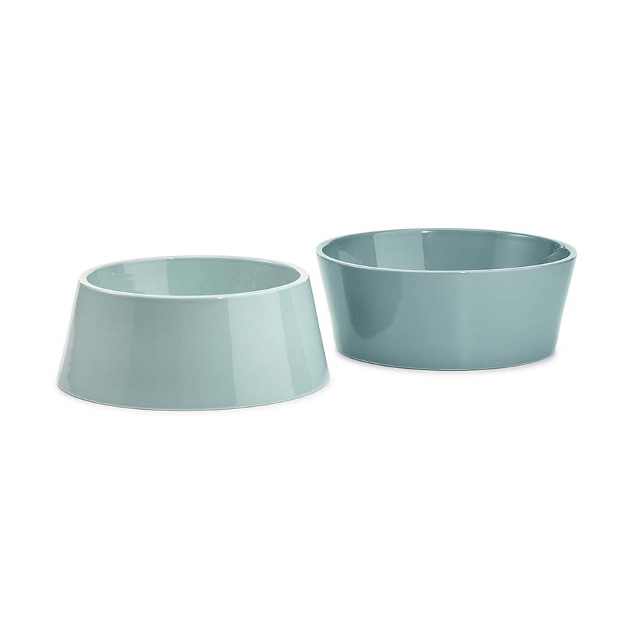 Dog bowl set Doppio pine / blue - gray made of porcelain in Scandinavian design