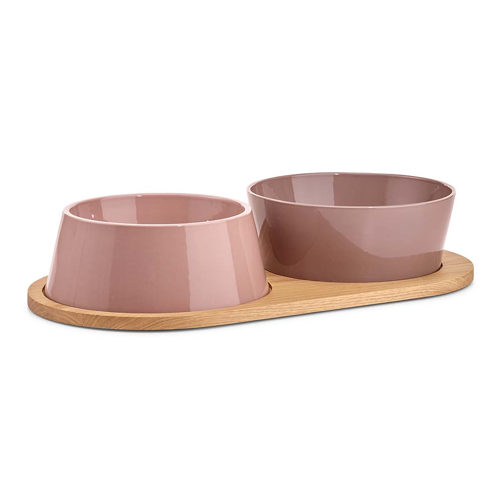 Hundenapf-Set Doppio Berry / rosa aus Porzellan in skandinavischen Design