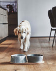 Dog bowl set Doppio concrete / gray made of porcelain in Scandinavian design